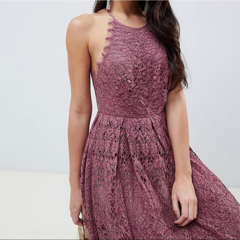 ASOS DESIGN lace pinny scallop edge midi dress - Picture 4 of 12